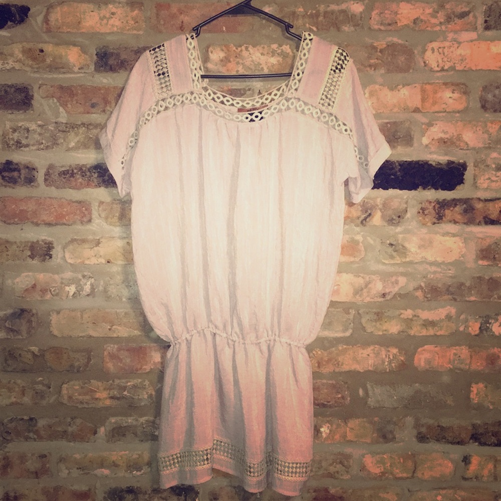 Square neck short sleeve cinched waist dress